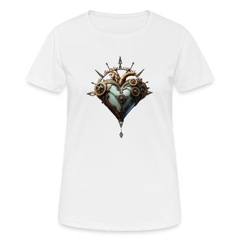 Faszinierendes Steampunk-Herz - Frauen T-Shirt atmungsaktiv - Weiß - Vorne - AI Model Female 172 dark (172cm)
