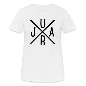 Jura - Frauen T-Shirt atmungsaktiv - Weiß - Vorne - AI Model Female 172 dark (172cm)