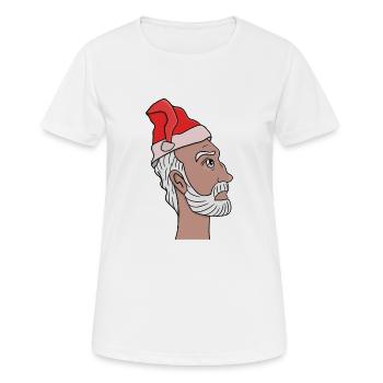 Der Weihnachtsmann schaut nach oben - Frauen T-Shirt atmungsaktiv - Weiß - Vorne - AI Model Female 172 dark (172cm)