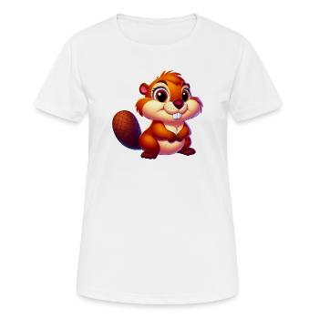 Bieber - Frauen T-Shirt atmungsaktiv - Weiß - Vorne - AI Model Female 172 dark (172cm)