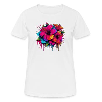 Hibiscus Flowers - Women's Breathable T-Shirt - white - Front - AI Model Female 172 dark (172cm)