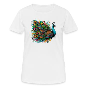 Pfau - Frauen T-Shirt atmungsaktiv - Weiß - Vorne - AI Model Female 172 dark (172cm)