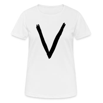 Buchstaben V - Frauen T-Shirt atmungsaktiv - Weiß - Vorne - AI Model Female 172 dark (172cm)