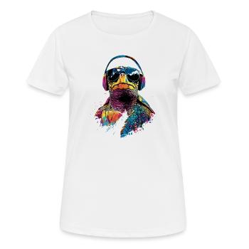 Schildkröte Bunt Popart Reptil Süße Schildkröten - Frauen T-Shirt atmungsaktiv - Weiß - Vorne - AI Model Female 172 dark (172cm)