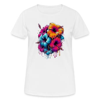 Hibiscus Flowers - Women's Breathable T-Shirt - white - Front - AI Model Female 172 dark (172cm)