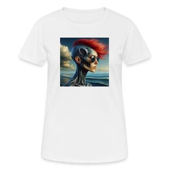 Femme Cyberpunk - T-shirt respirant Femme - blanc - Devant - AI Model Female 172 dark (172cm)