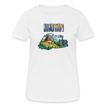 Aquarell Landkarte Bhutan - Frauen T-Shirt atmungsaktiv - Weiß - Vorne - AI Model Female 172 dark (172cm)