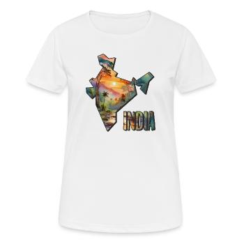 Aquarell Landkarte Indien - Frauen T-Shirt atmungsaktiv - Weiß - Vorne - AI Model Female 172 dark (172cm)