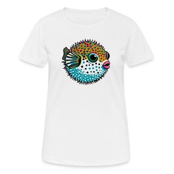 Kugelfisch - Frauen T-Shirt atmungsaktiv - Weiß - Vorne - AI Model Female 172 dark (172cm)