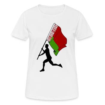 Drapeau Biélorussie homme courant - T-shirt respirant Femme - blanc - Devant - AI Model Female 172 dark (172cm)