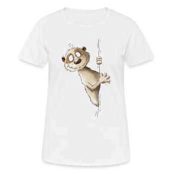Drolliges Erdmännchen I Wildtier Tiere - Frauen T-Shirt atmungsaktiv - Weiß - Vorne - AI Model Female 172 dark (172cm)