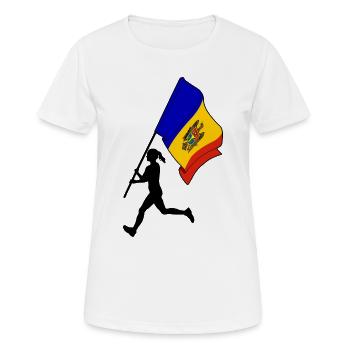 Drapeau Moldavie femme courant - T-shirt respirant Femme - blanc - Devant - AI Model Female 172 dark (172cm)