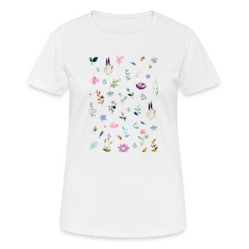 Watercolor Florals on Black - Women's Breathable T-Shirt - white - Front - AI Model Female 172 dark (172cm)