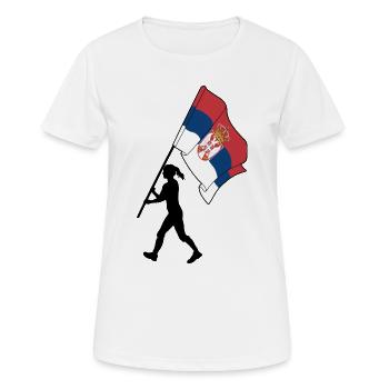 Drapeau Serbie femme marchant - T-shirt respirant Femme - blanc - Devant - AI Model Female 172 dark (172cm)