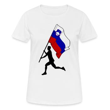 Drapeau Slovénie homme courant - T-shirt respirant Femme - blanc - Devant - AI Model Female 172 dark (172cm)