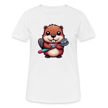 Bieber - Frauen T-Shirt atmungsaktiv - Weiß - Vorne - AI Model Female 172 dark (172cm)