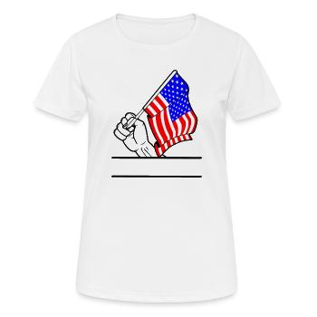 Flag USA espace de texte transparent pour le poing - T-shirt respirant Femme - blanc - Devant - AI Model Female 172 dark (172cm)