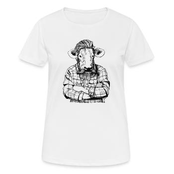 Mister Boeuf - T-shirt respirant Femme - blanc - Devant - AI Model Female 172 dark (172cm)
