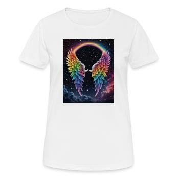 Regenbogenflug im Kosmos - Frauen T-Shirt atmungsaktiv - Weiß - Vorne - AI Model Female 172 dark (172cm)