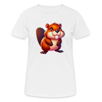 Bieber - Frauen T-Shirt atmungsaktiv - Weiß - Vorne - AI Model Female 172 dark (172cm)
