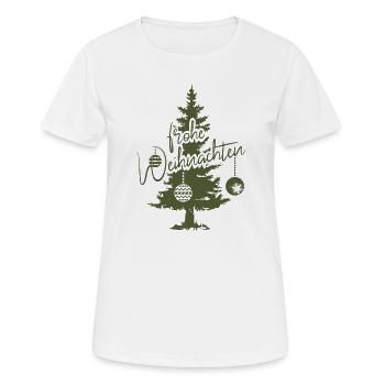 merry christmas fir spruce forest symbol logo - Women's Breathable T-Shirt - white - Front - AI Model Female 172 dark (172cm)