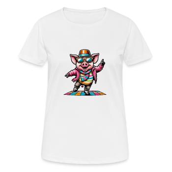 Lustige Tanz Sau - Frauen T-Shirt atmungsaktiv - Weiß - Vorne - AI Model Female 172 dark (172cm)