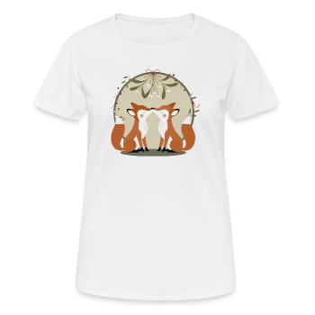 Verliebte Füchse küssen sich unter dem Mistelzweig - Frauen T-Shirt atmungsaktiv - Weiß - Vorne - AI Model Female 172 dark (172cm)