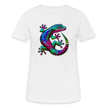 Gecko - Frauen T-Shirt atmungsaktiv - Weiß - Vorne - AI Model Female 172 dark (172cm)