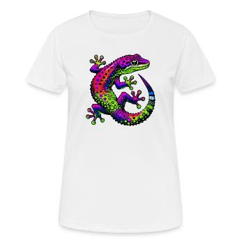 Gecko - Frauen T-Shirt atmungsaktiv - Weiß - Vorne - AI Model Female 172 dark (172cm)