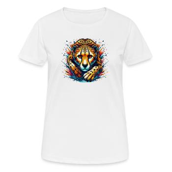 Gepard - Frauen T-Shirt atmungsaktiv - Weiß - Vorne - AI Model Female 172 dark (172cm)