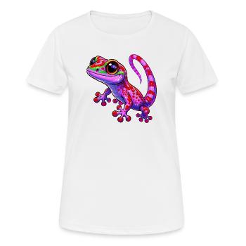 Gecko - Frauen T-Shirt atmungsaktiv - Weiß - Vorne - AI Model Female 172 dark (172cm)