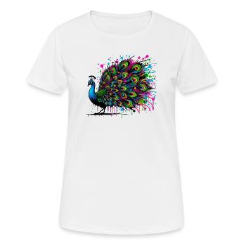 Pfau - Frauen T-Shirt atmungsaktiv - Weiß - Vorne - AI Model Female 172 dark (172cm)