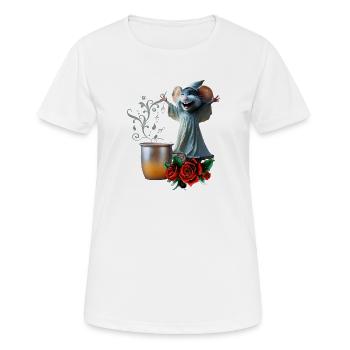 Maus im Nachthemd: Die Nacht der verrückten Melodien. - Frauen T-Shirt atmungsaktiv - Weiß - Vorne - AI Model Female 172 dark (172cm)