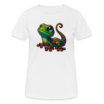 Gecko - Frauen T-Shirt atmungsaktiv - Weiß - Vorne - AI Model Female 172 dark (172cm)