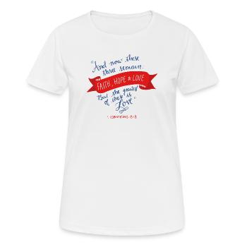 Foi, espérance et amour 2 - T-shirt respirant Femme - blanc - Devant - AI Model Female 172 dark (172cm)