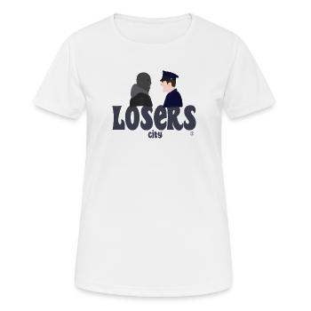 Menschen gegen Polizei - Frauen T-Shirt atmungsaktiv - Weiß - Vorne - AI Model Female 172 dark (172cm)