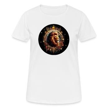 Lion dans le cercle du zodiaque - Signe du zodiaque Lion - T-shirt respirant Femme - blanc - Devant - AI Model Female 172 dark (172cm)