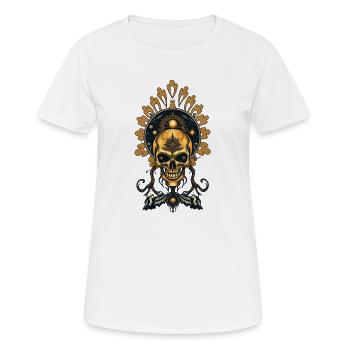 Der goldene Schädel und seine kosmischen Geheimnisse. - Frauen T-Shirt atmungsaktiv - Weiß - Vorne - AI Model Female 172 dark (172cm)