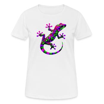 Gecko - Frauen T-Shirt atmungsaktiv - Weiß - Vorne - AI Model Female 172 dark (172cm)