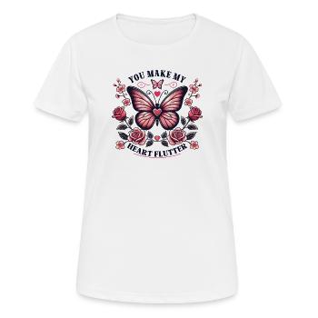 You make my heart flutter - Romantic Smash - Women's Breathable T-Shirt - white - Front - AI Model Female 172 dark (172cm)