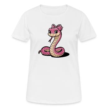 Rosa Schleife Schlange Karikatur - Frauen T-Shirt atmungsaktiv - Weiß - Vorne - AI Model Female 172 dark (172cm)