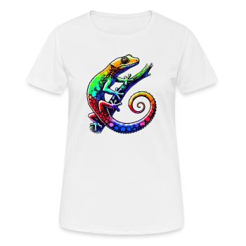 Gecko - Frauen T-Shirt atmungsaktiv - Weiß - Vorne - AI Model Female 172 dark (172cm)