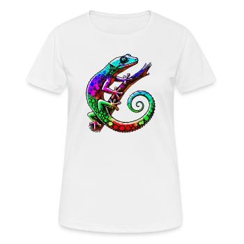 Gecko - Frauen T-Shirt atmungsaktiv - Weiß - Vorne - AI Model Female 172 dark (172cm)