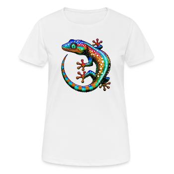 Gecko - Frauen T-Shirt atmungsaktiv - Weiß - Vorne - AI Model Female 172 dark (172cm)