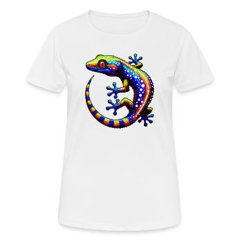 Gecko - Frauen T-Shirt atmungsaktiv - Weiß - Vorne - AI Model Female 172 dark (172cm)