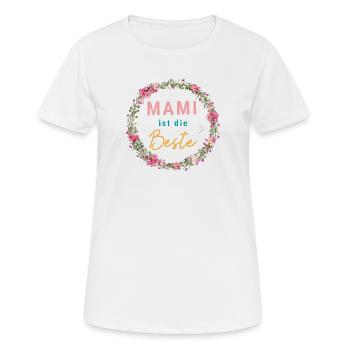 Mami ist die Beste! Floral, bunt, personalisierbar - Frauen T-Shirt atmungsaktiv - Weiß - Vorne - AI Model Female 172 dark (172cm)