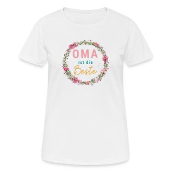 Oma ist die Beste! Floral, personalisierbar - Frauen T-Shirt atmungsaktiv - Weiß - Vorne - AI Model Female 172 dark (172cm)