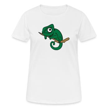 Lui das Chamäleon, dreifarbig - Frauen T-Shirt atmungsaktiv - Weiß - Vorne - AI Model Female 172 dark (172cm)