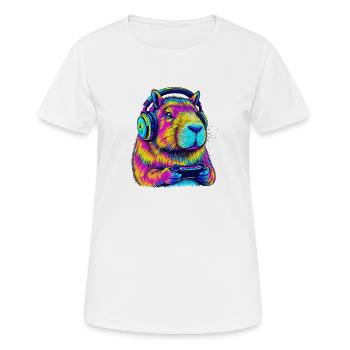 Capybara Funny Video Games - Frauen T-Shirt atmungsaktiv - Weiß - Vorne - AI Model Female 172 dark (172cm)