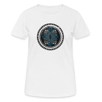 Yoga Geometric Flower: Linocut Mandala - Women's Breathable T-Shirt - white - Front - AI Model Female 172 dark (172cm)